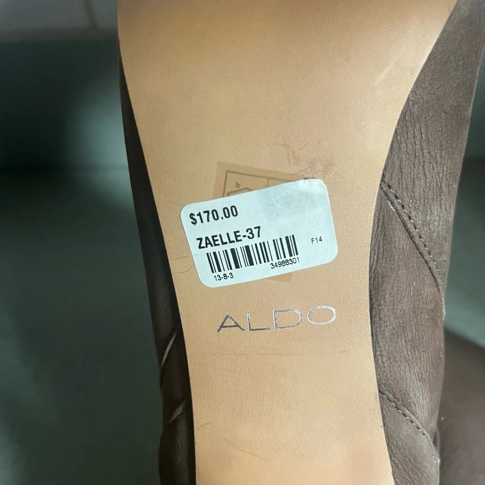 Aldo Brown Heeled Boots with Faux Fur Trim - Picture 8 of 8